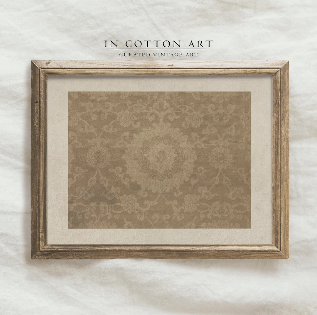 Antique Neutral Tapestry Print / Textile Pattern Wall Art / - Etsy | Etsy (US)