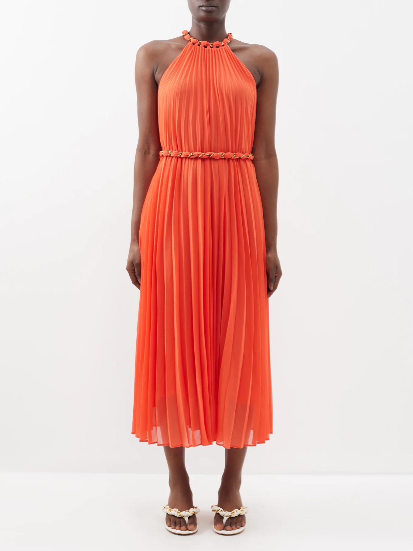 Sunray pleated crepe midi dress | Matches (US)