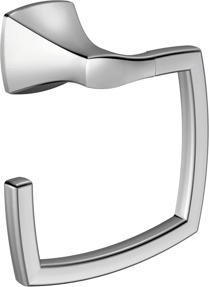 Moen YB5186CH Voss Collection Modern Square Wall Mount Bathroom Hand Towel Ring, Chrome | Amazon (US)