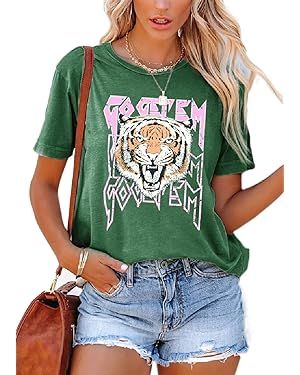 Graphic Tees for Women Short Sleeve Tshirts,Womens Summer Tops Crewneck Shirt Blouse | Amazon (US)