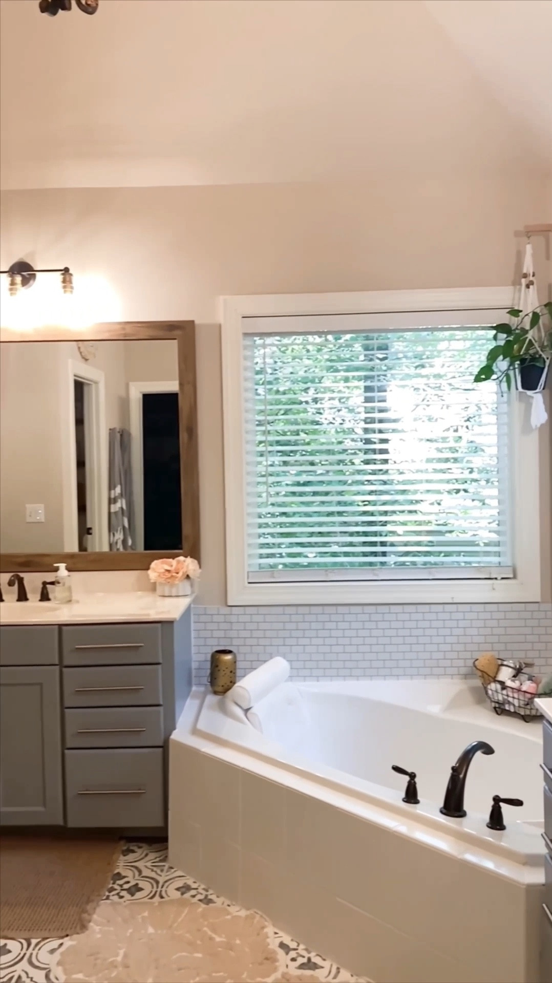 Stunning before and after of my dreamy master bathroom makeover! It’s all in the details! From new hardware to lighting and floor tiles.

Have you ever considered floor tiles in your bathroom? They’re pretty easy to DIY, let me know if you have any questions in the comments!

Bathroom remodel | floor tiles | bathroom hardware | bathroom vanity 

#LTKSummerSales #LTKHome