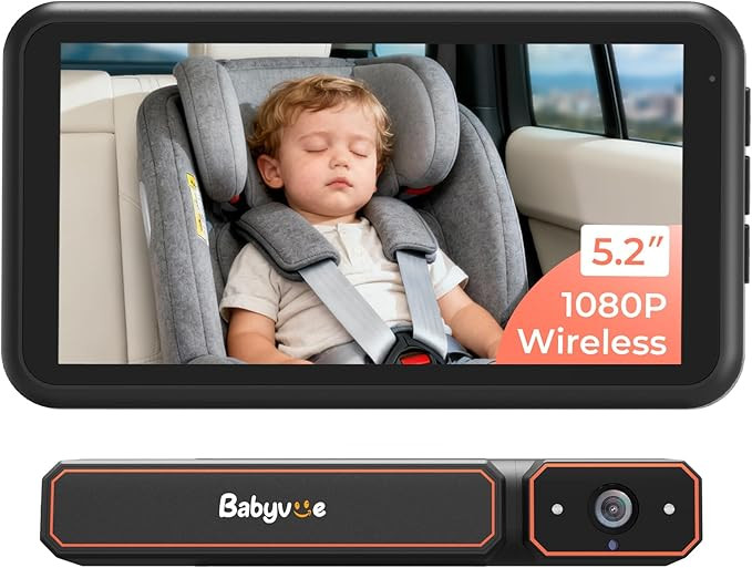 Babyvue BV6 Wireless Baby Car Camera Fast Setup, HD1080P No Wiring Car Baby Monitor with Auto IR ... | Amazon (US)