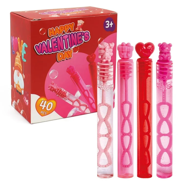 40PCS Valentines Day Bubble AIF4&nbsp;Wands, Mini Bubble Wands Valentines Day Party Favors, Valen... | Walmart (US)