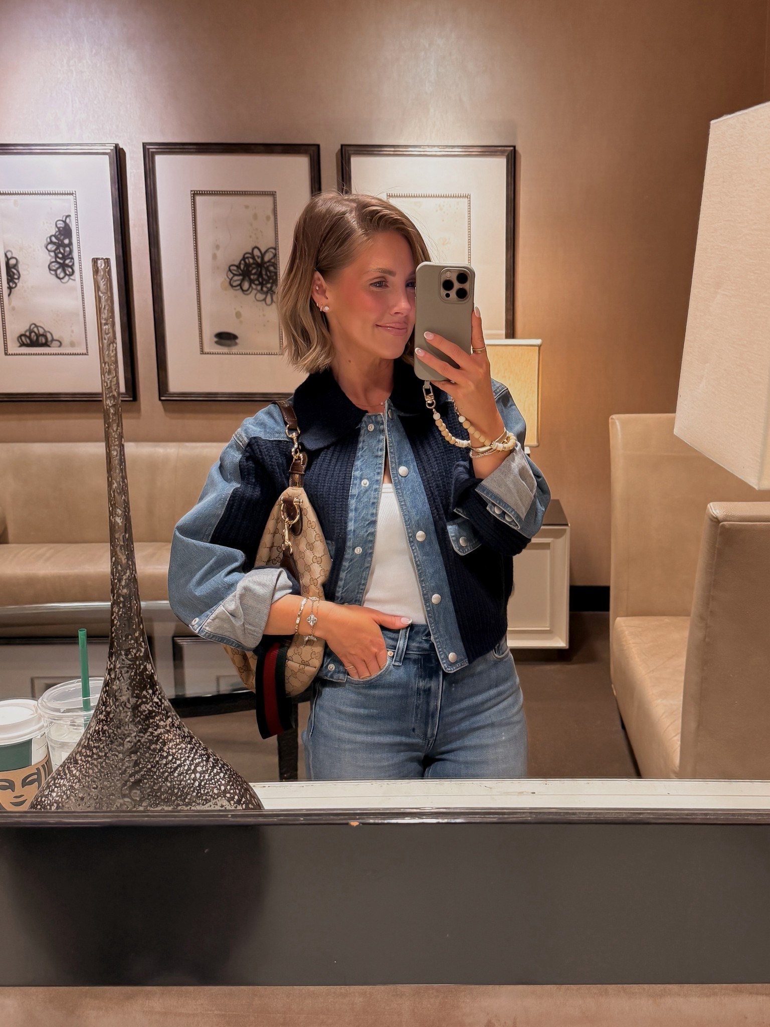 XS jacket / XS bra free tank / 24 jeans / mules run true to size 

#LTKootd #LTKPetite #LTKOver40