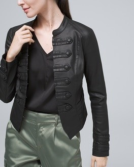 COATED DENIM BAND JACKET | White House Black Market