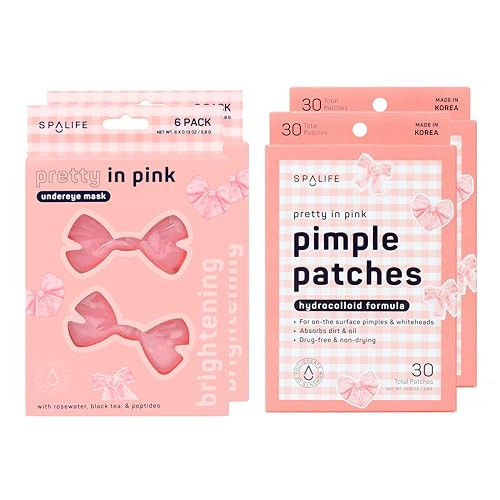 SpaLife PRETTY IN PINK UNDEREYE MASK & PIMPLE PATCH DUO – Hydrogel Undereye Patches for Dark Circles, Puffy Eyes – Hydrocolloid Pimple Patches – Mother's Day Gifts for Her - 42 Total Patches | Amazon (US)