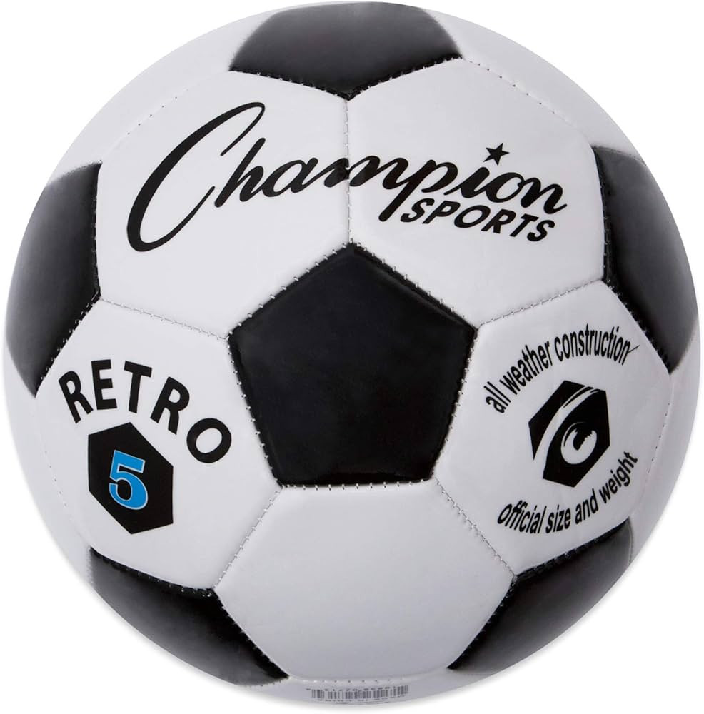 Champion Sports® Retro Soccer Ball – Classic Black & White Design, Soft-Touch TPU Cover, All-W... | Amazon (US)