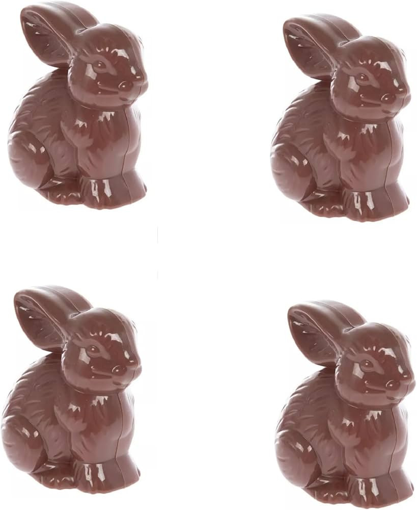 Chocolate Mini Bunny Plastic Fillable Easter Egg Hunt Treat Container - Easter Basket Stuffer - 4... | Amazon (US)