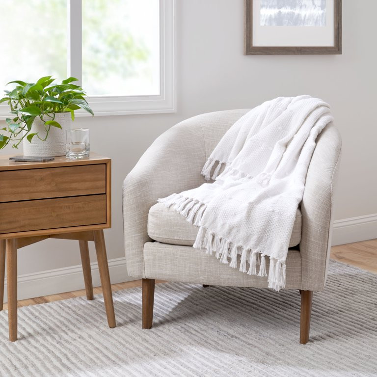 Gap Home Textured Organic Cotton Throw with Fringe, White, 50"x60" | Walmart (US)