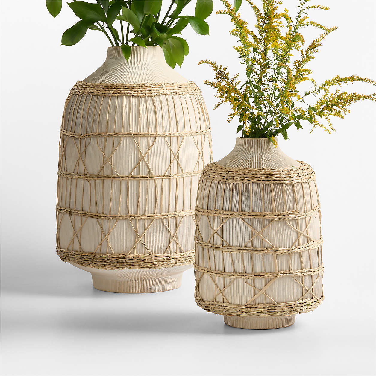 Brisbane White Ceramic Vase 18" | Crate & Barrel | Crate & Barrel