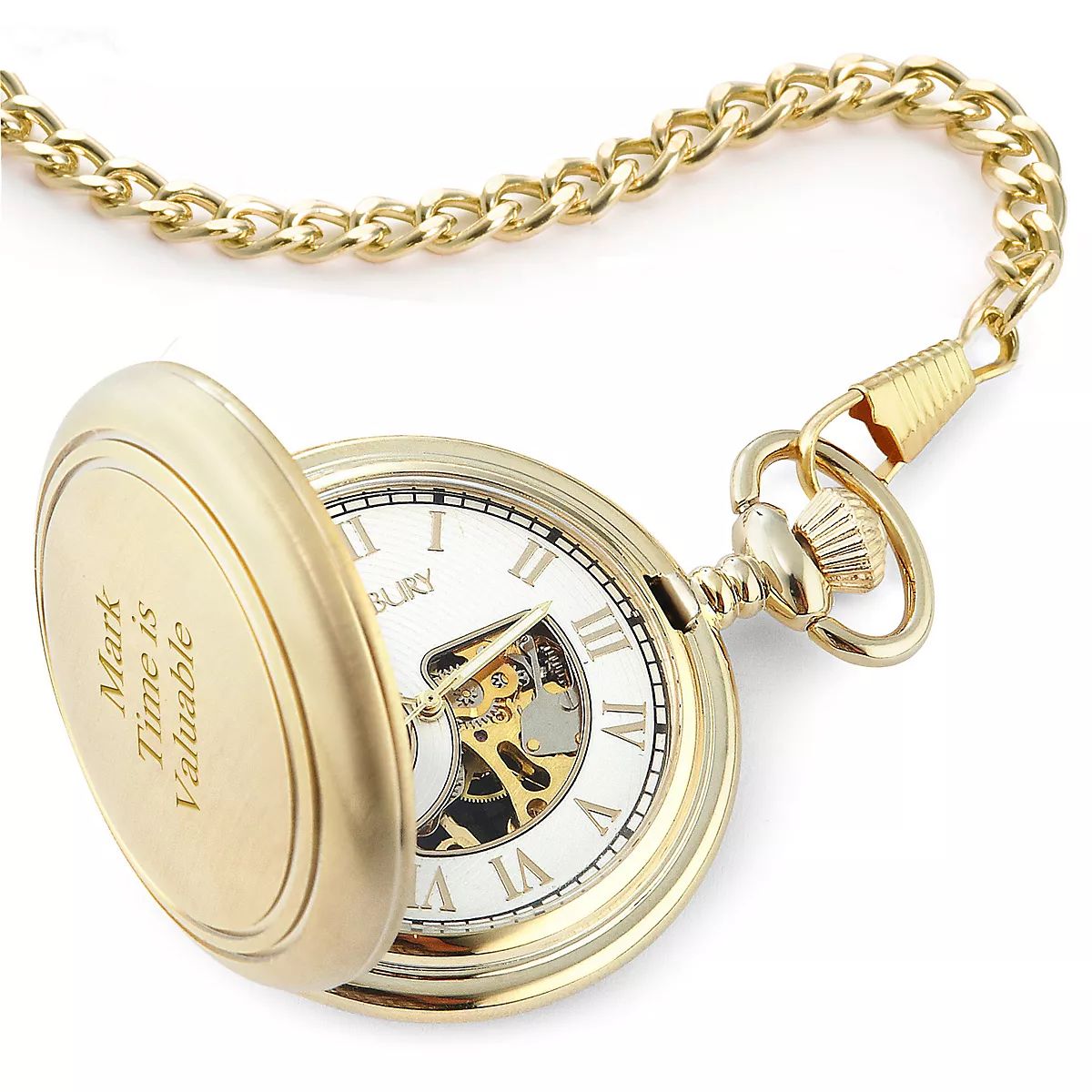 Brushed Gold Skeleton Pocket Watch | Things Remembered