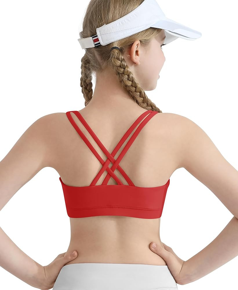 DOCUMO Girls Sports Bras Cross Back Training Bras for Girls Padded Scoop Neck for Kids Teens Athl... | Amazon (US)