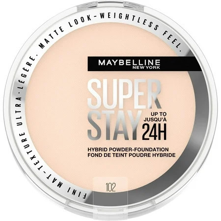 Maybelline Super Stay Up To 24Hr Hybrid Powder-Foundation Medium-To-Full Coverage Makeup Matte Finish 102 1 Count | Walmart (US)