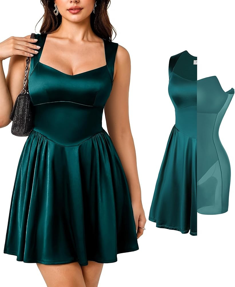 Popilush A Line Dresses for Women Summer Shapewear Mini Dress Elegant Sweetheart Neck Graduation ... | Amazon (US)