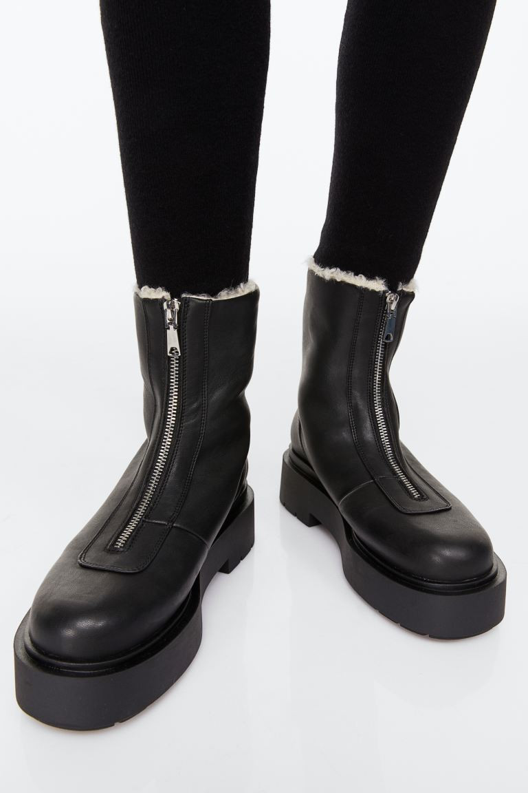 Warm-lined Zip-front Boots | H&M (US + CA)
