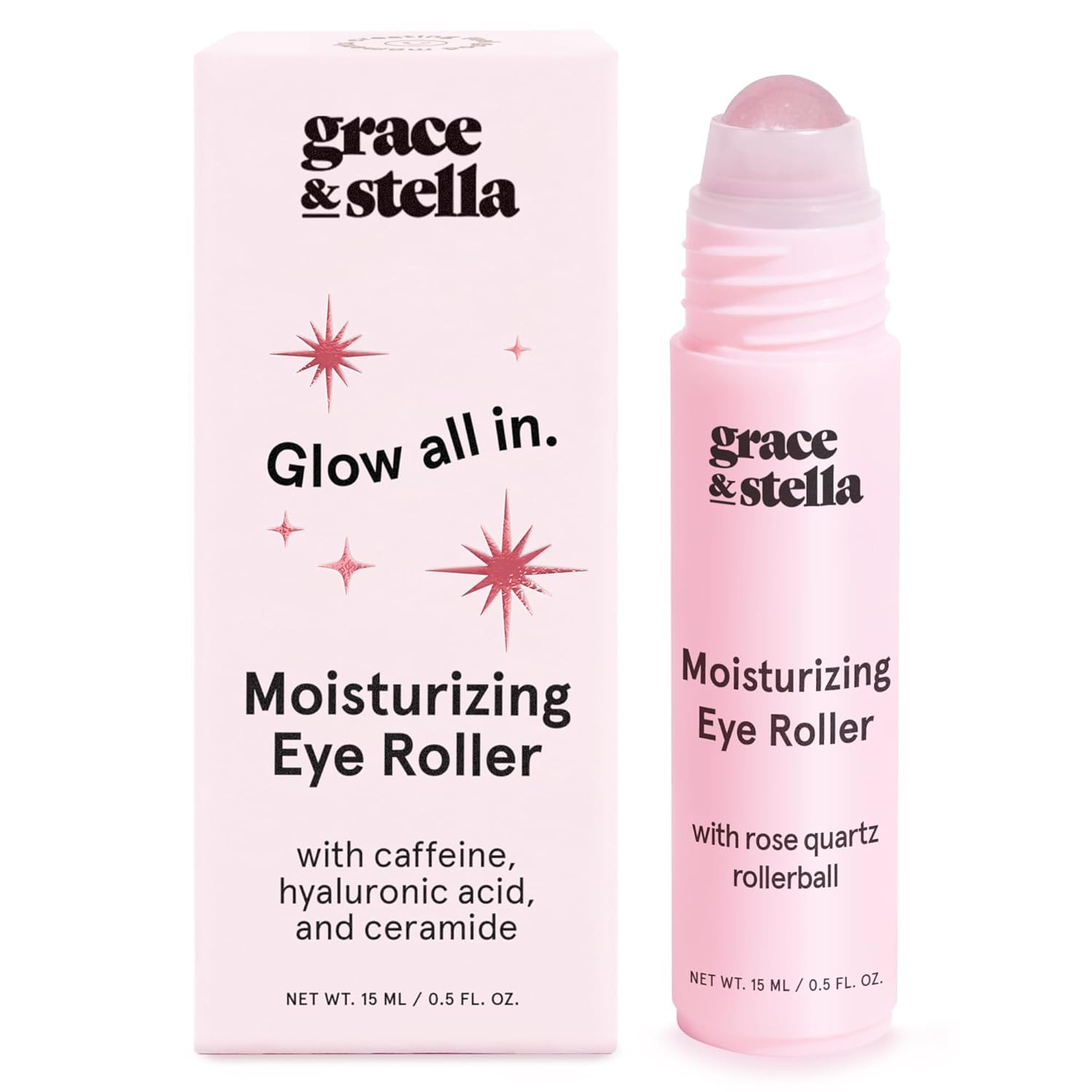 grace & stella Under Eye Brightener with Rose Quartz Rollerball - Centella Asiatica & Caffeine Un... | Amazon (US)