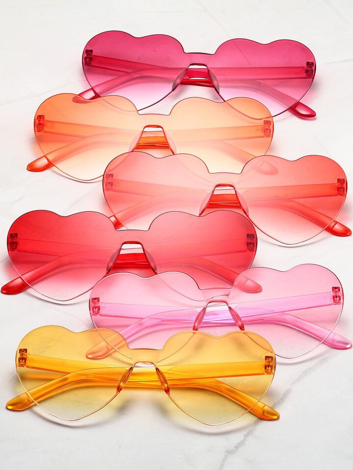 6pairs Women Heart Shaped Boho Style Sunglasses | SHEIN