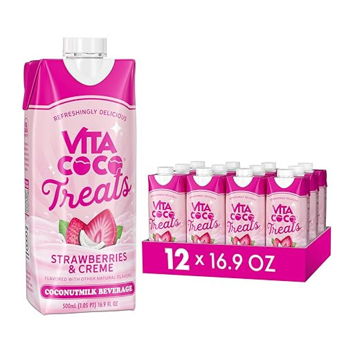 Vita Coco Treats Strawberries & Creme Coconut Milk Drink | Sweet, Refreshing, Treat | Cremey Pink Drink Alternative | 16.9 fl oz (Pack of 12) | Amazon (US)