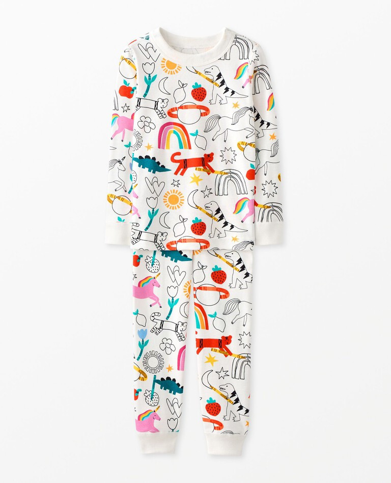 Kids Crayola® Color Your Dreams Long John Pajama Set | Hanna Andersson