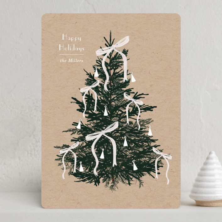 "Bells and Bows" - Customizable Holiday Cards in White by Baumbirdy. | Minted