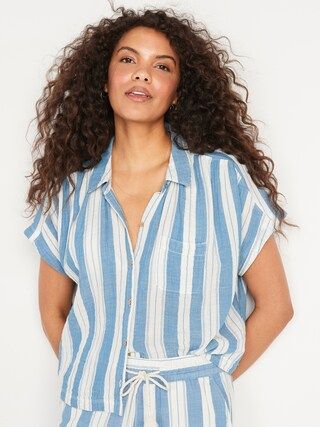 Short-Sleeve Striped Shirt for Women | Old Navy (US)