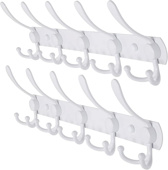 Dseap Wall Mounted Coat Rack - 5 Tri Hooks, Heavy Duty, Stainless Steel, Metal Coat Hook Rail for... | Amazon (US)