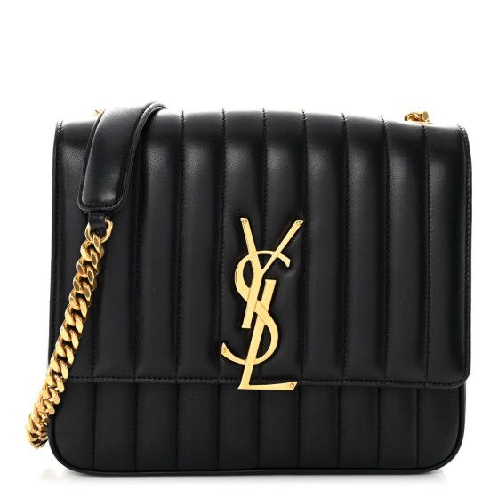 Lambskin Matelasse Monogram Large Vicky Chain Bag Black | FASHIONPHILE (US)