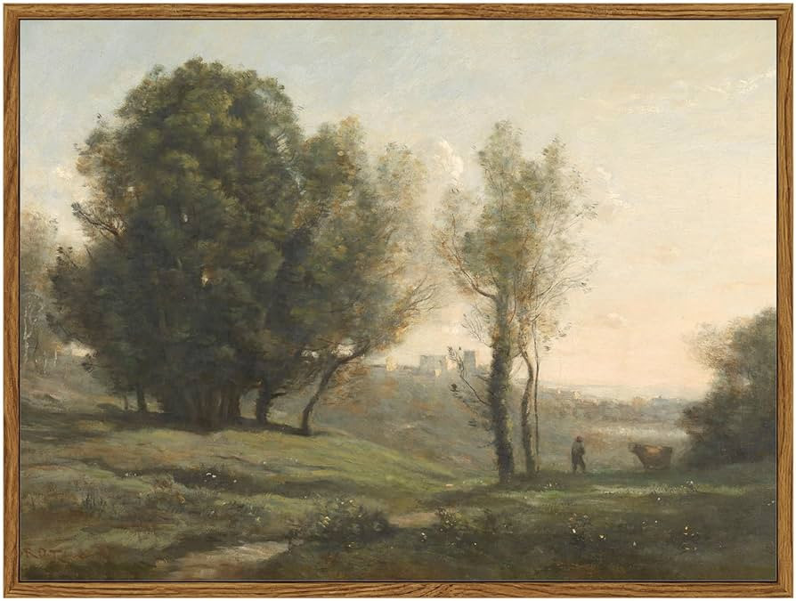 ARPEOTCY Vintage Framed Rustic Wall Art Decor, Bedroom Living Room Country Scenery Paintings Wall... | Amazon (US)