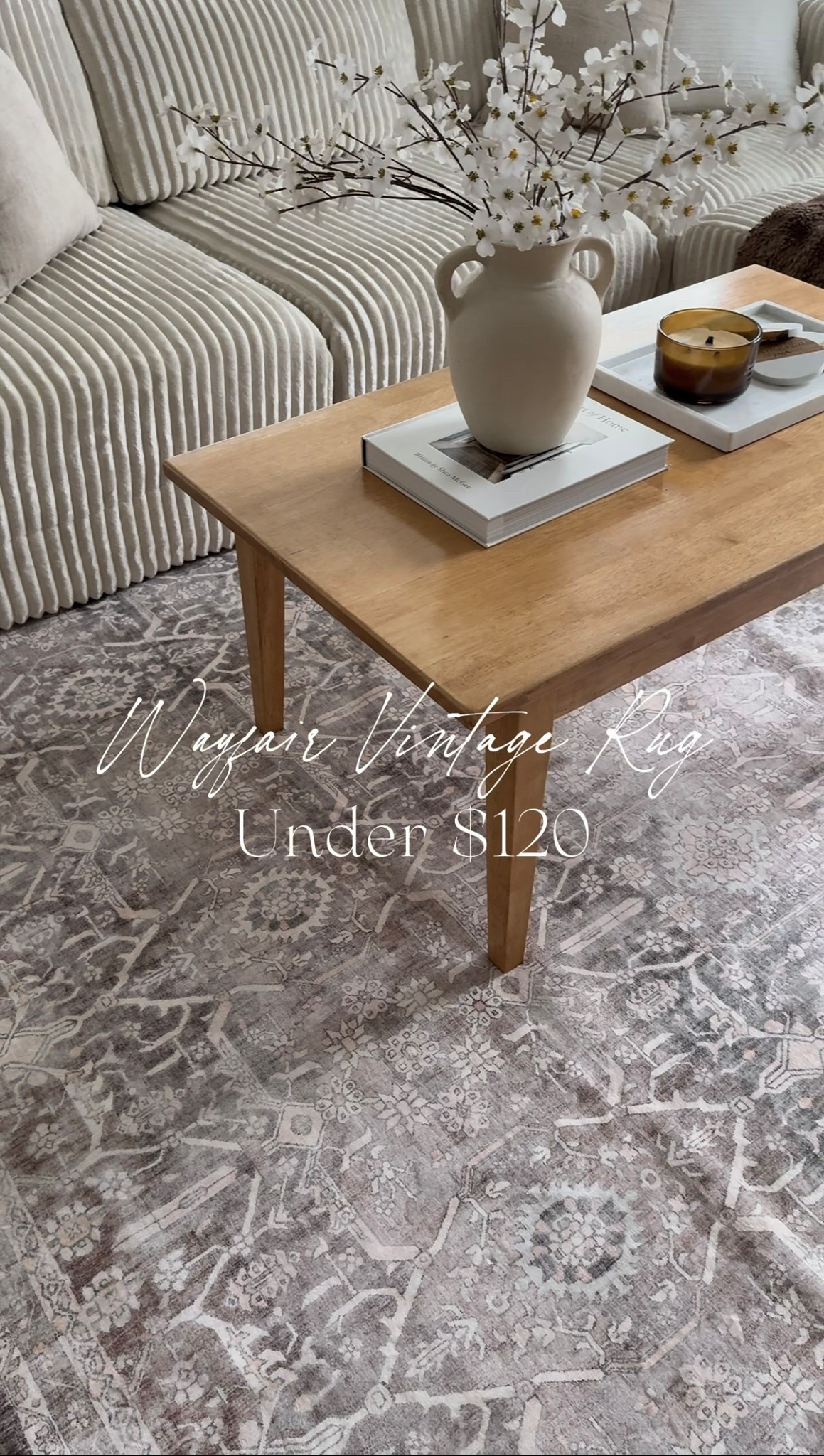 Super soft Wayfair area rug 🤍 I got the beige in a size 8x10 for our living room. Also available in 4 other colors! 