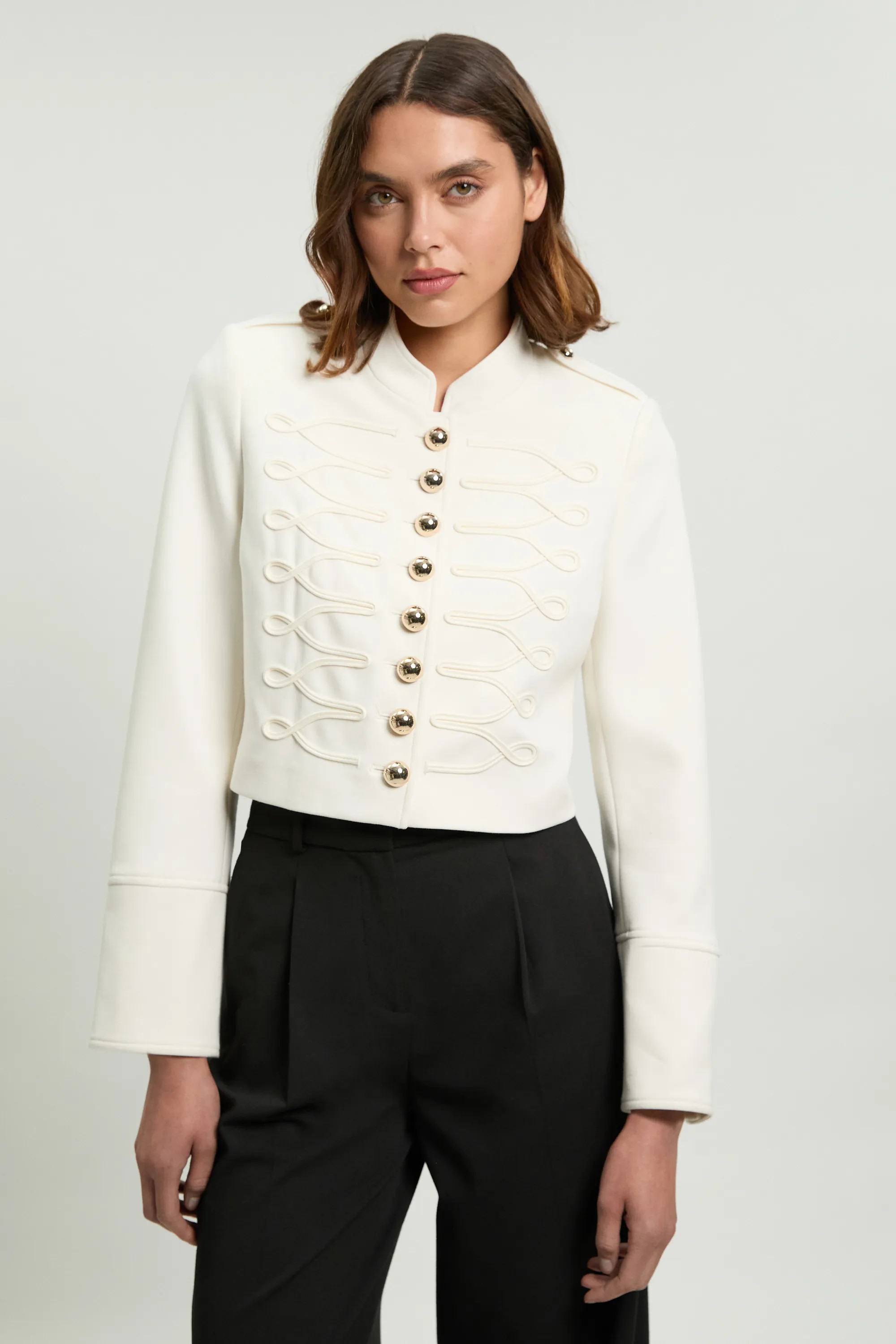 Compact Stretch Tape Detail Military Jacket | Karen Millen