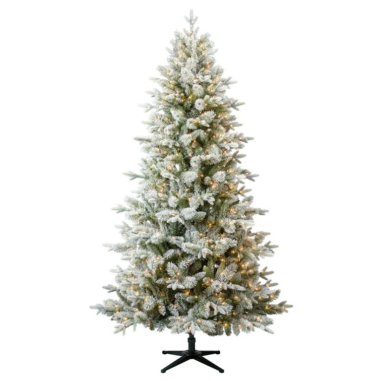 7.5' Pre-Lit Aspen Pine Green Flocked Artificial Christmas Tree with LumaDazzle Color-Changing Tw... | Walmart (US)