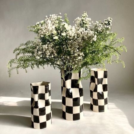 Handmade checker Vase made with white stoneware clay. Each one a little different, each checker is painted by hand and the brushstrokes are visible. 

Different colors available. Navy Blue, Black, forest green, lime green. 

#LTKfamily #LTKhome #LTKFind