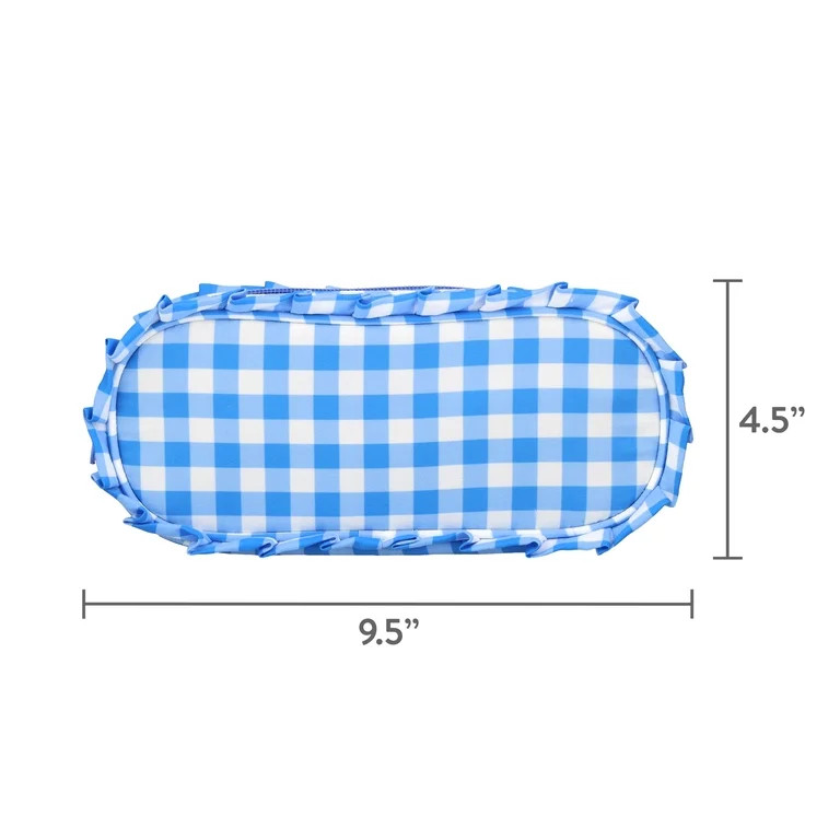 Pen+Gear Gingham Ruffle Pencil Pouch, Blue and White | Walmart (US)