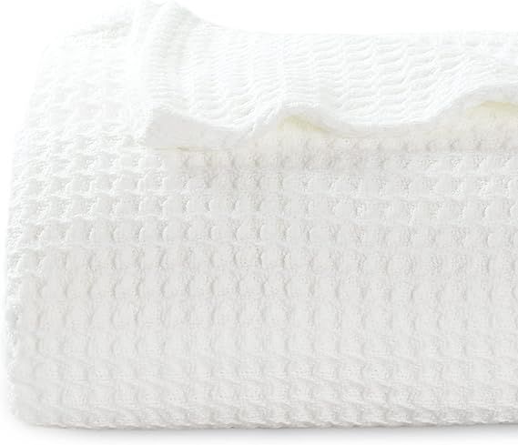 BEDSURE 100% Cotton Blankets Queen Size for Bed - 405GSM Waffle Weave Blankets for All Seasons, W... | Amazon (US)