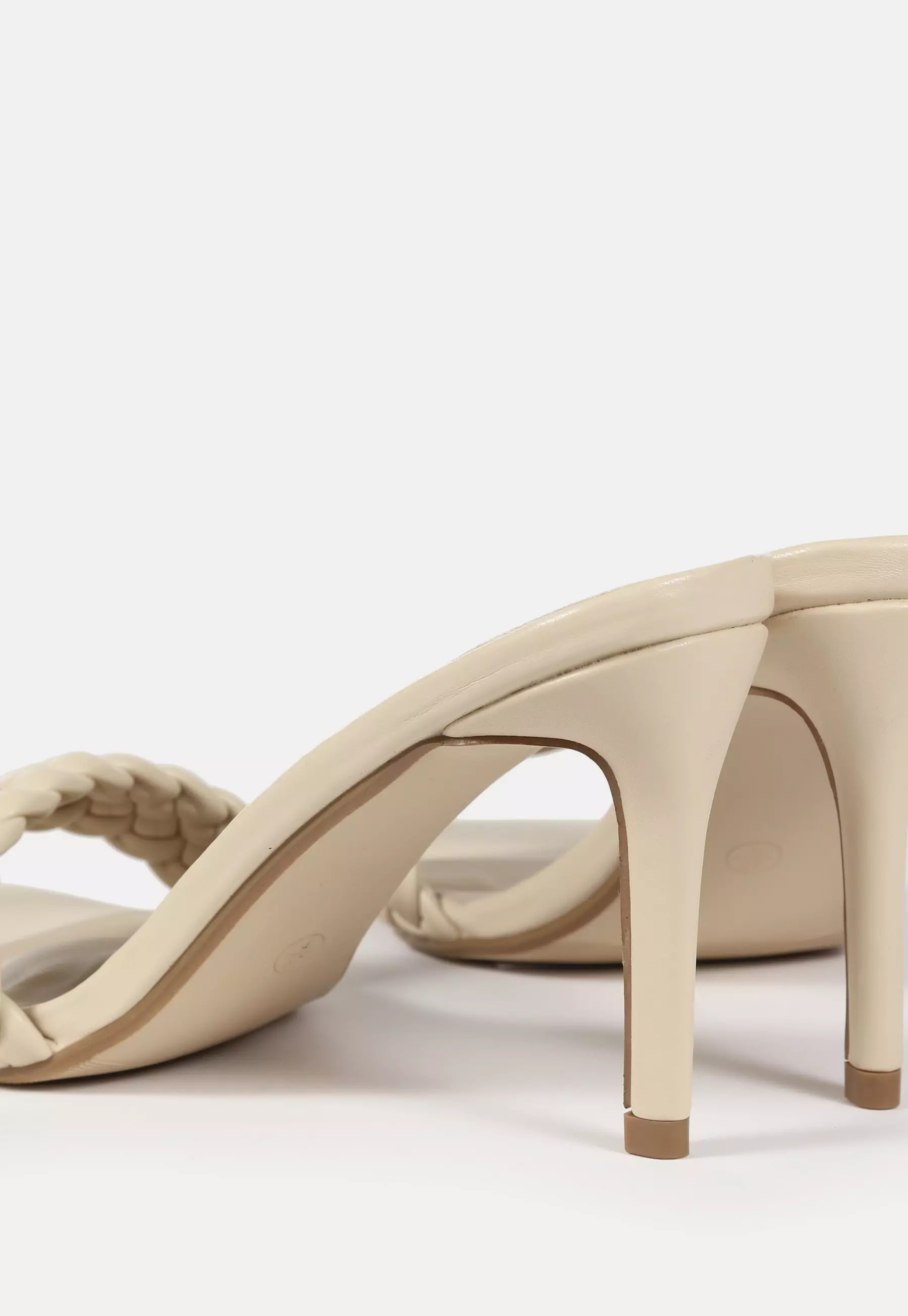 Nude Braided Square Toe Mid Heel Mules | Missguided (US & CA)
