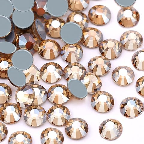 Beadsland 1440 Pieces Flat Back Crystal Rhinestones Round Gems,Golden Shadow,SS12,3.0-3.2mm | Amazon (US)