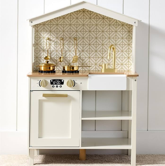 Best Choice Products Pretend Play Wooden Farmhouse Kitchen Set for Kids w/ Toy Storage, Clicking ... | Amazon (US)