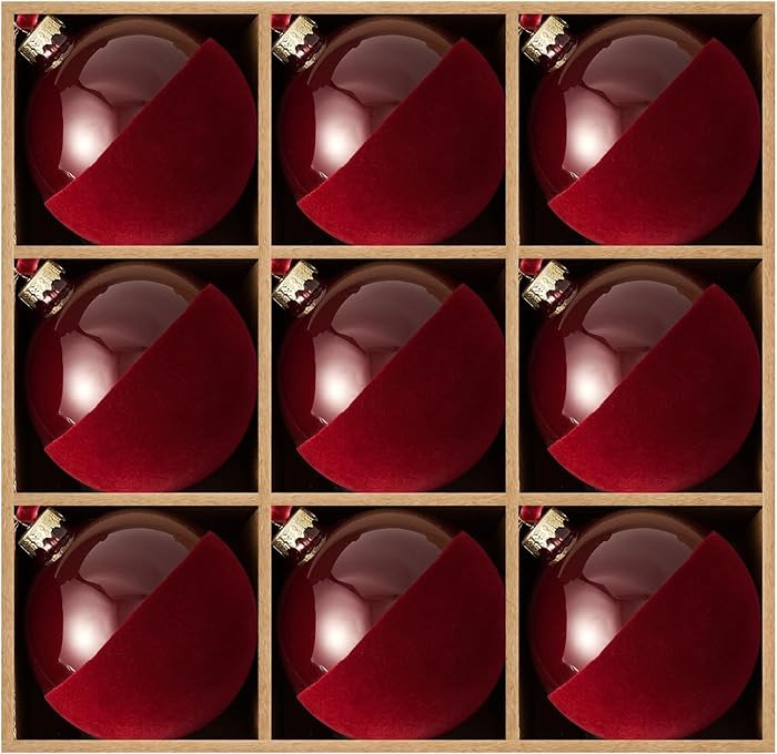 DN DECONATION 9PCS Hanging Christmas Decorations – Red Half Velvet Christmas Tree Ornament Ball... | Amazon (US)