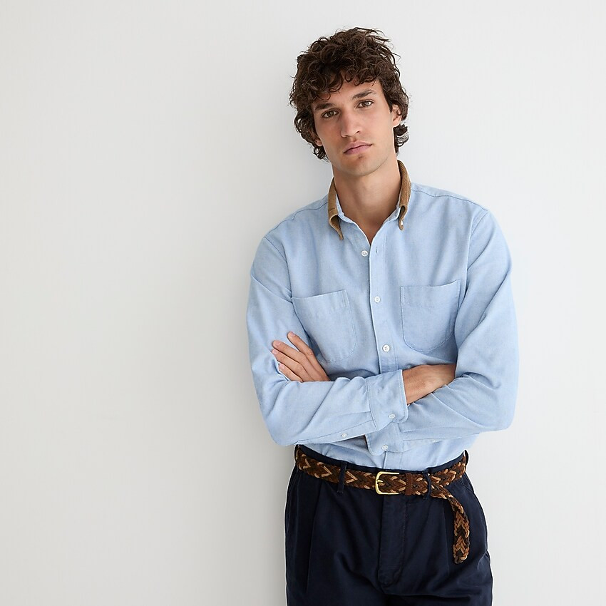 Corduroy-collar shirt in brushed Portuguese cotton from Somelos | J. Crew US