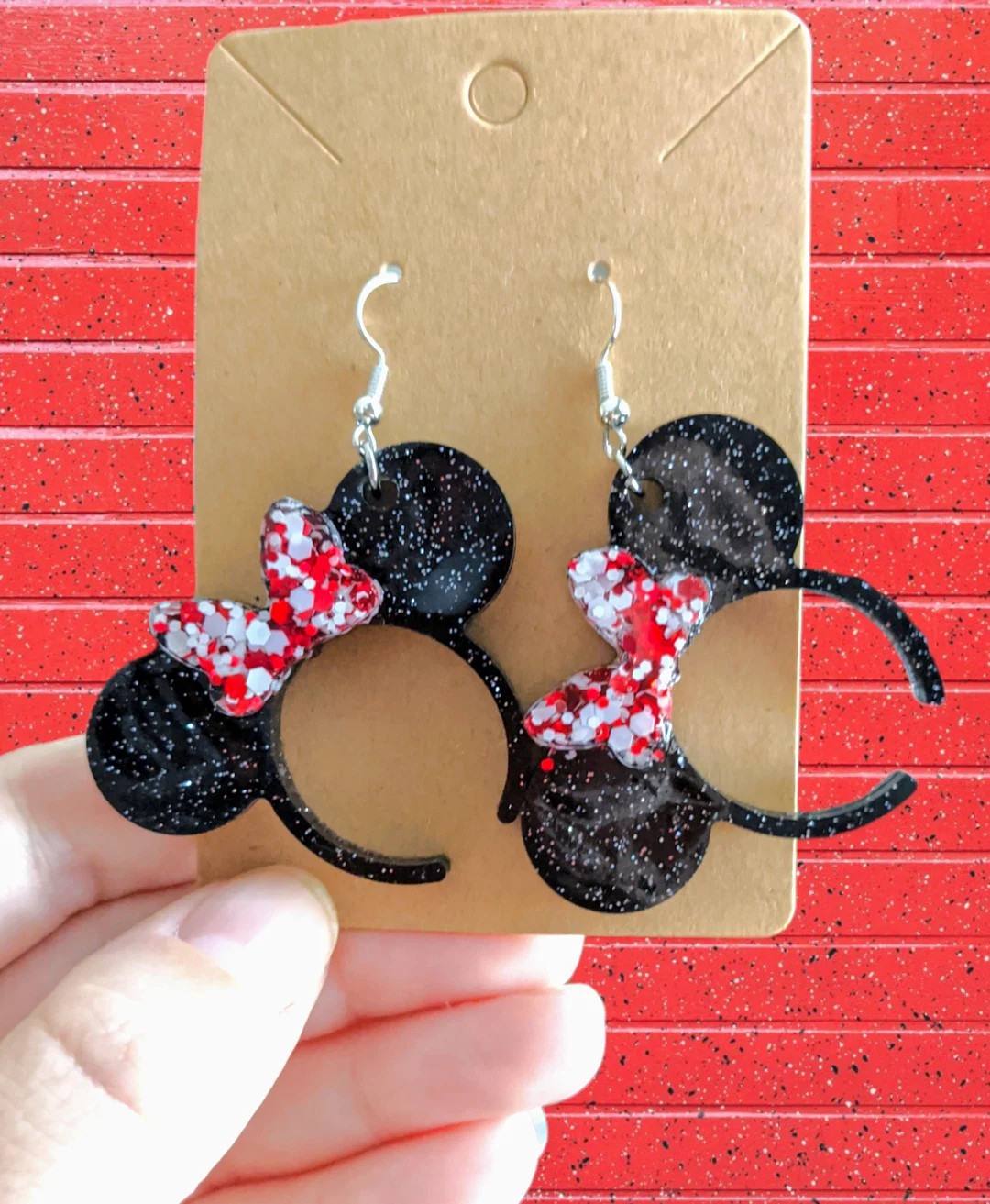 Mickey and Minnie Sparkling Mouse Ears Earrings - Etsy | Etsy (US)