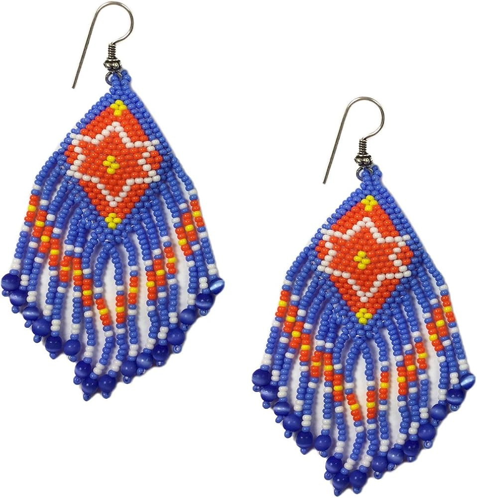 Southwestern Geometric Pattern Glass Seed Beaded Earrings Handmade | Amazon (US)