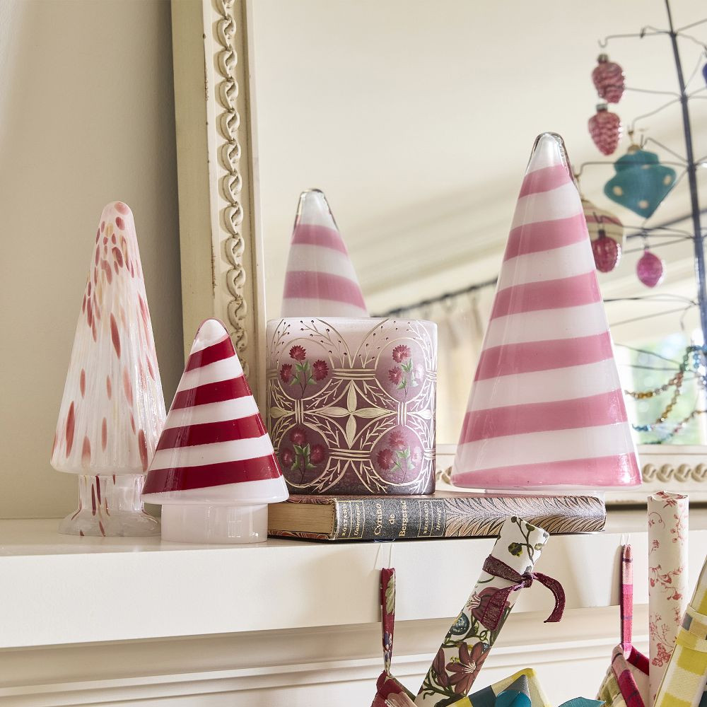 Candy Cane Stripe Glass Christmas Tree Set | GreenRow