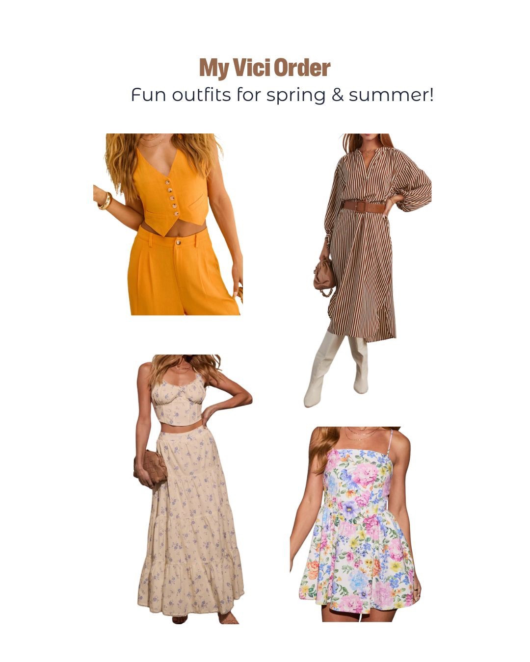 Ordered son fun spring and summer looks from VICI! Cute and casual dresses, skirts, and pants. 🤍 

#LTKStyleTip #LTKSeasonal #LTKSpringSale