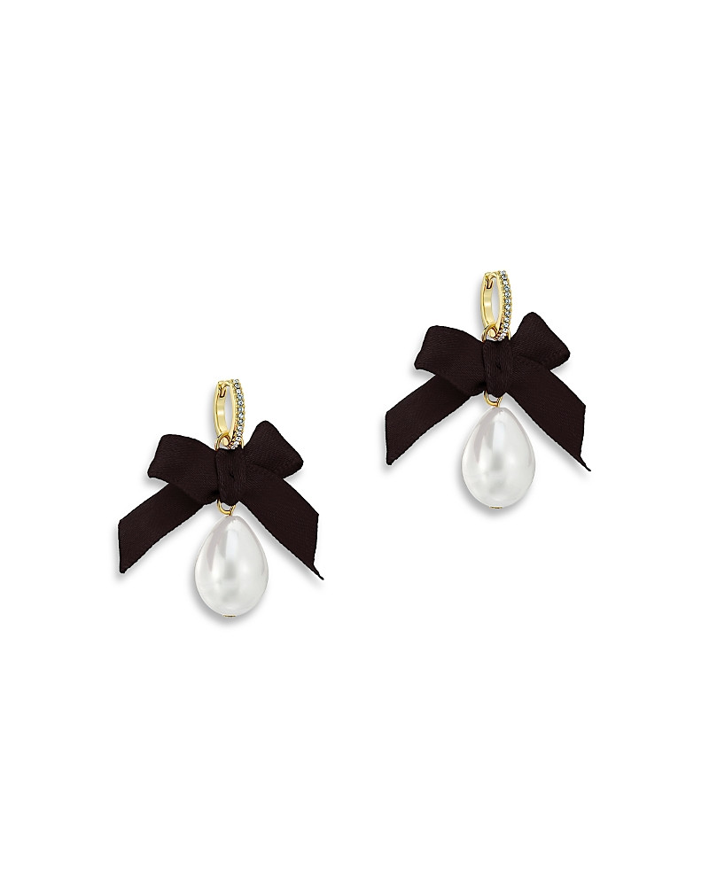 Ted Baker Riyya Ribbon Bow Imitation Pearl Huggie Drop Earrings, 0.9L | Bloomingdale's (US)