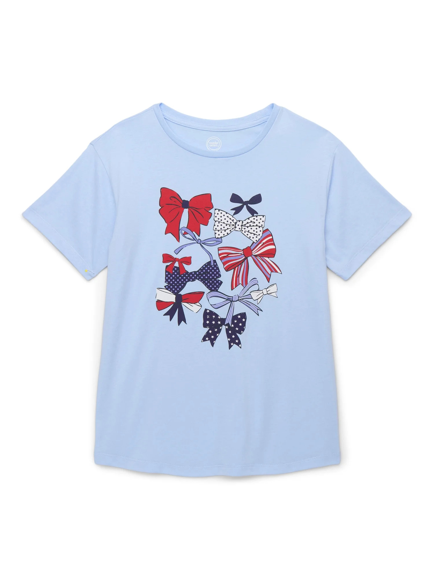 Wonder Nation Girls Graphic Americana Bows Graphic Tee with Short Sleeves, Sizes 4-18 | Walmart (US)