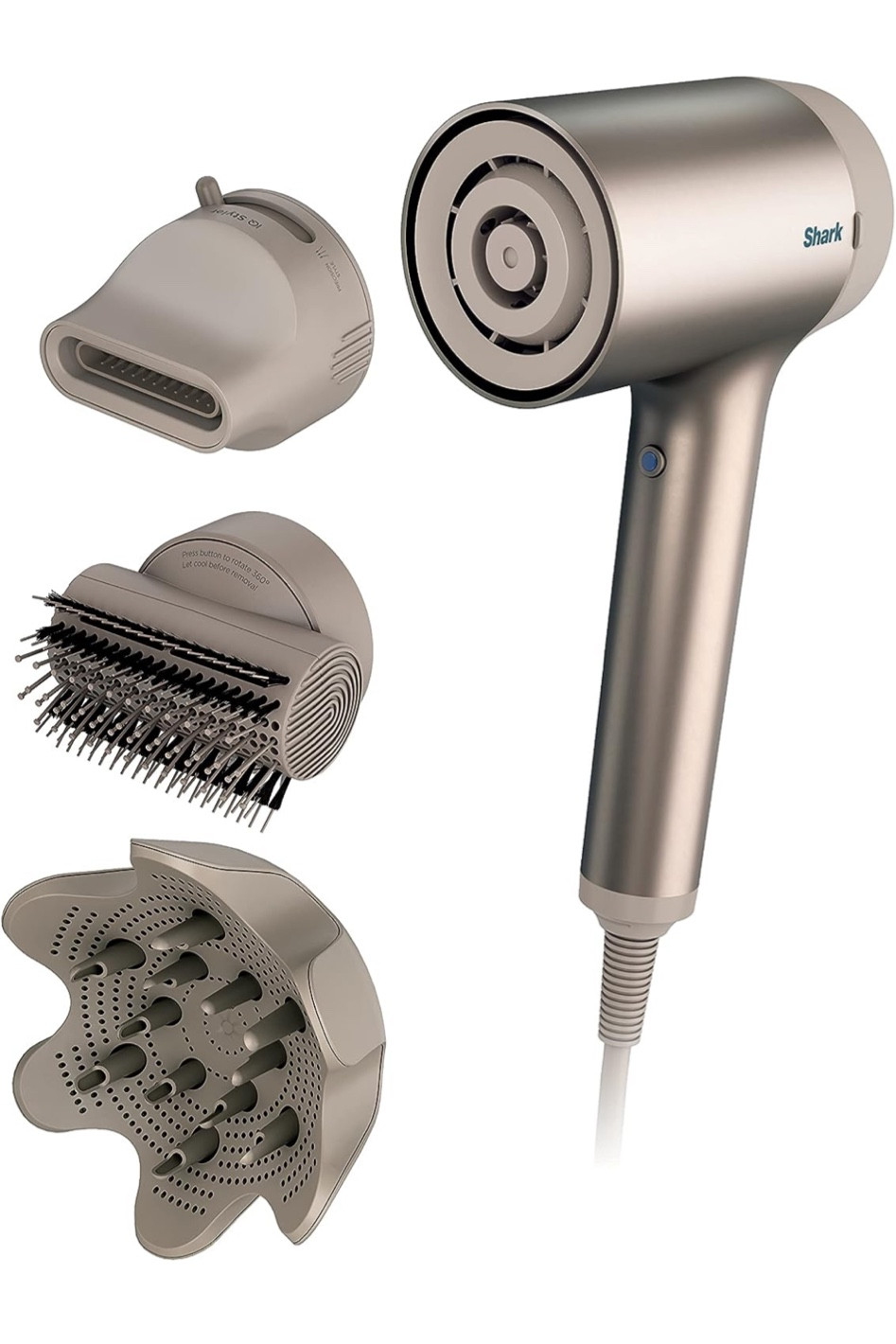 Amazon prime daily deal Shark HD120BRN Blow Dryer HyperAIR Fast-Drying with IQ 2-in-1 Concentrator, Styling Brush, and Curl-Defining Deep Diffuser Attachments, Ionic, No Heat Damage, for All Hair Types, Stone

#LTKSale #LTKbeauty #LTKFind