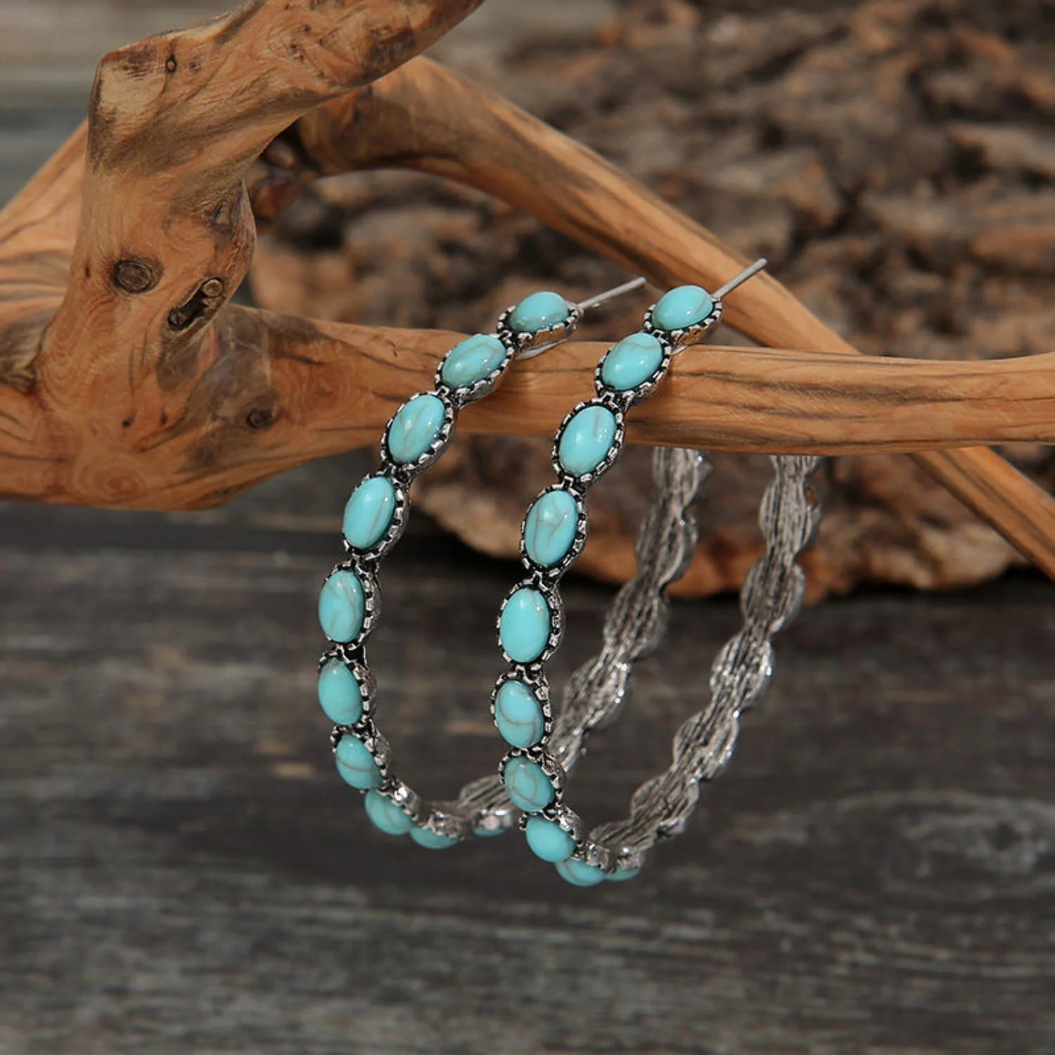 Artificial Turquoise C-Hoop Earrings | Walmart (US)