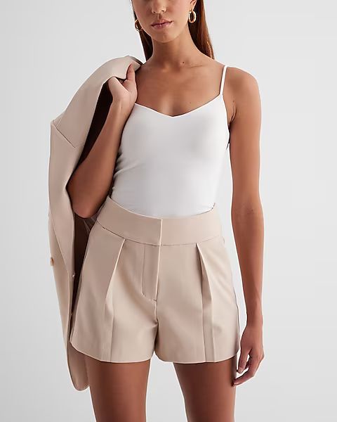 Stylist Super High Waisted Classic Pleated Shorts | Express