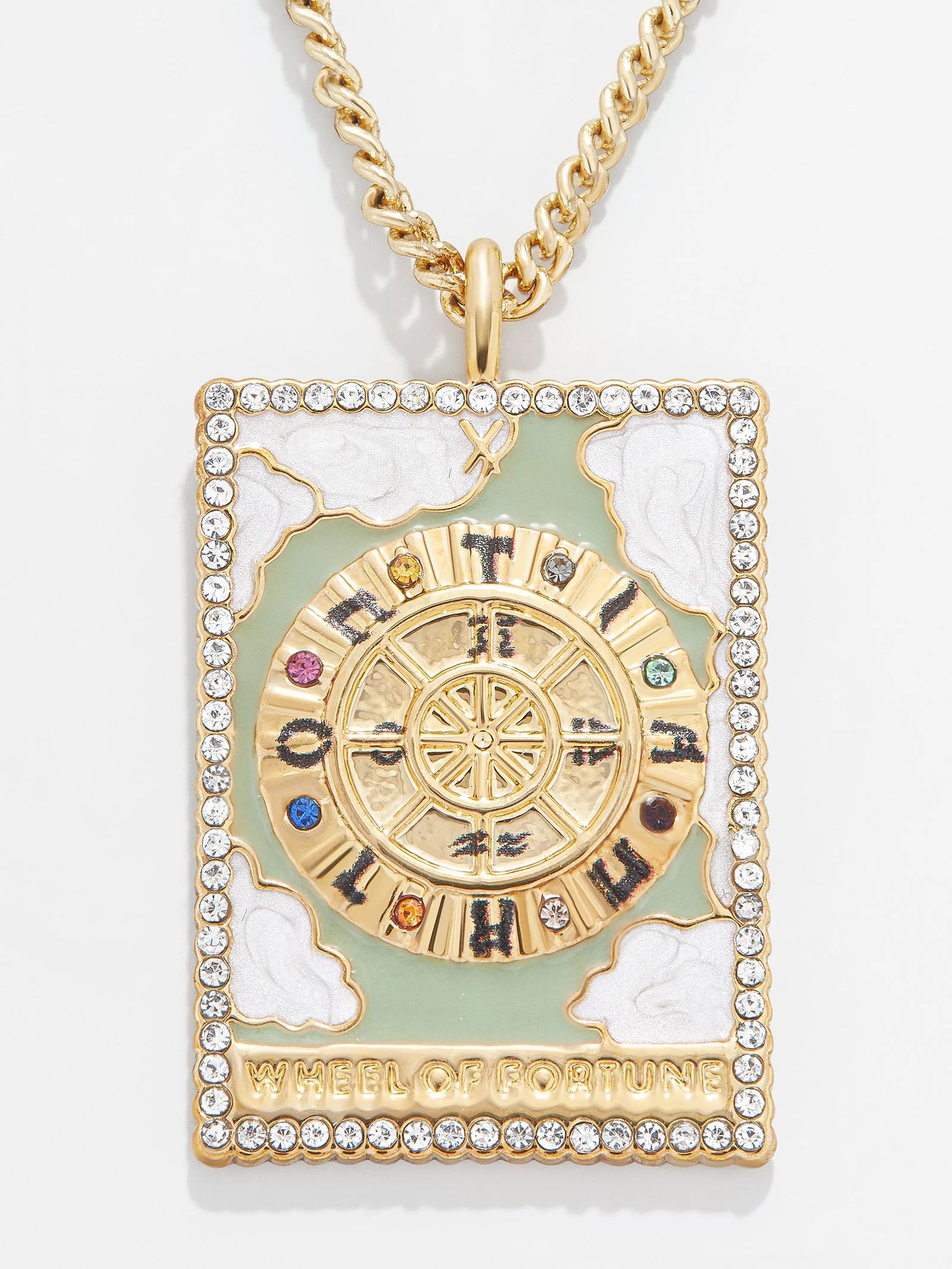 Tarot Card Necklace-Wheel of Fortune - Green | BaubleBar (US)