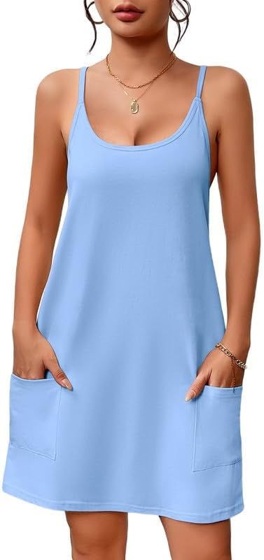 Ekouaer Sleeveless Nightgowns for Women Cotton Sleepwear Adjustable Spaghetti Strap Chemise Pj Dr... | Amazon (US)